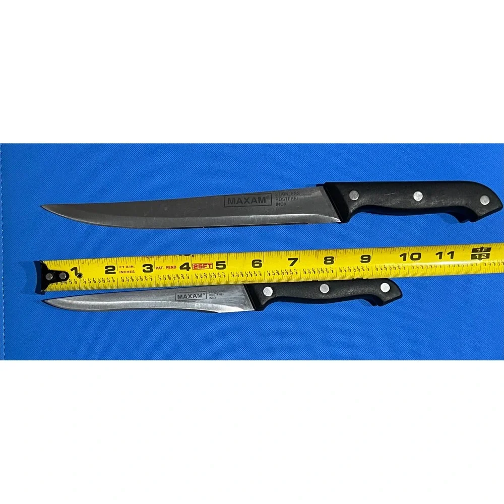 Maxam Stainless Steel Knife Set 2pc Rostfrei Inox Utility Kitchen Knives Black